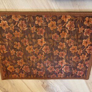 Bamboo Placemat With Floral Design Set of 4 Country Farmhouse